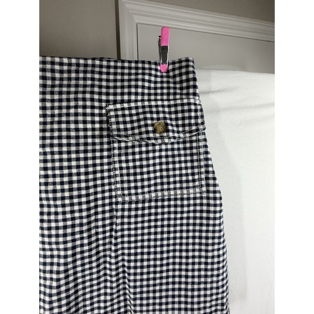 LOFT Gingham Plaid Mini Skirt Blue White Cargo Pocket A-Line Size 8 Preppy Work - Picture 2 of 8